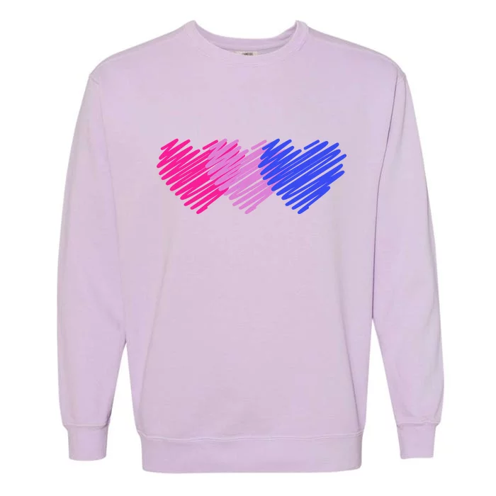 Bisexual Flag Hearts Love LGBT Bi Pride Garment-Dyed Sweatshirt