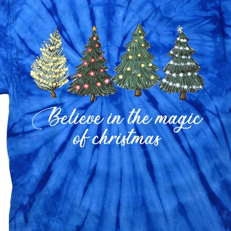 Believe In The Magic Of Christmas Tree Lights Pajama Outfit Gift Tie-Dye T-Shirt