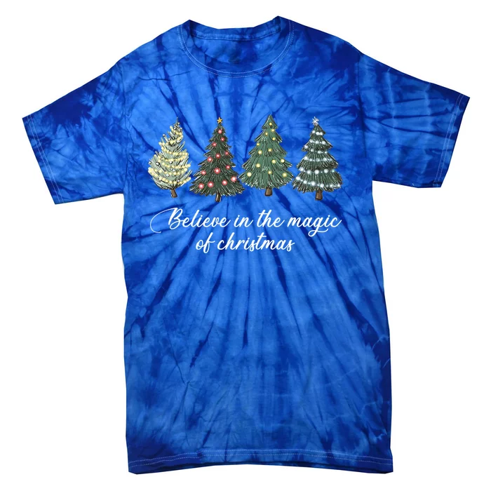 Believe In The Magic Of Christmas Tree Lights Pajama Outfit Gift Tie-Dye T-Shirt