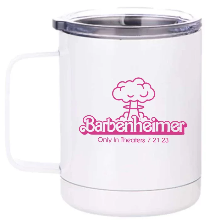 Barbenheimer In Theaters 7 21 23 Barb!e Oppenheimer Barb!e Movie Front & Back 12oz Stainless Steel Tumbler Cup