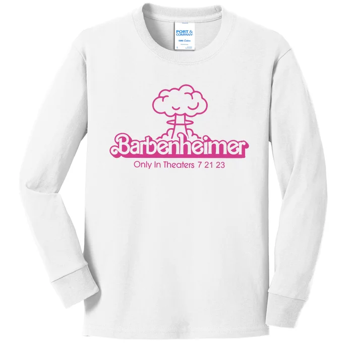 Barbenheimer In Theaters 7 21 23 Barb!e Oppenheimer Barb!e Movie Kids Long Sleeve Shirt