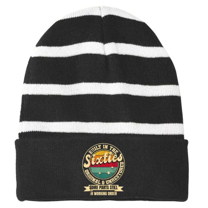 Built In The sixties Original Unrestored 60th Birthday M.e.n Striped Beanie with Solid Band