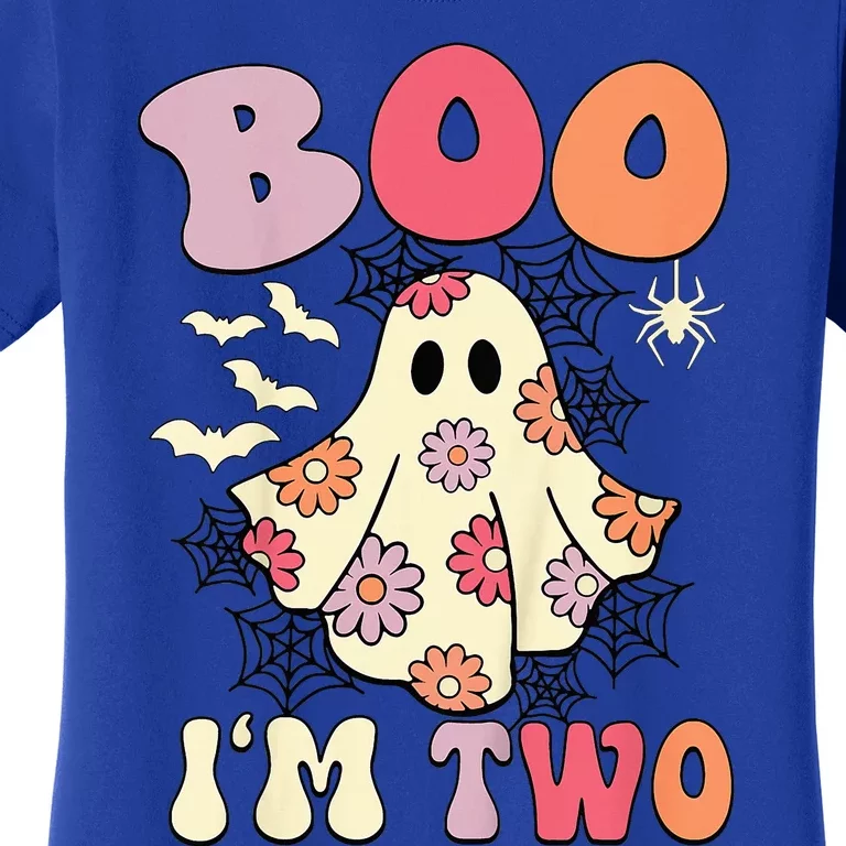 Boo IM Two Years Old 2nd Birthday Groovy Ghost Halloween Women's T-Shirt