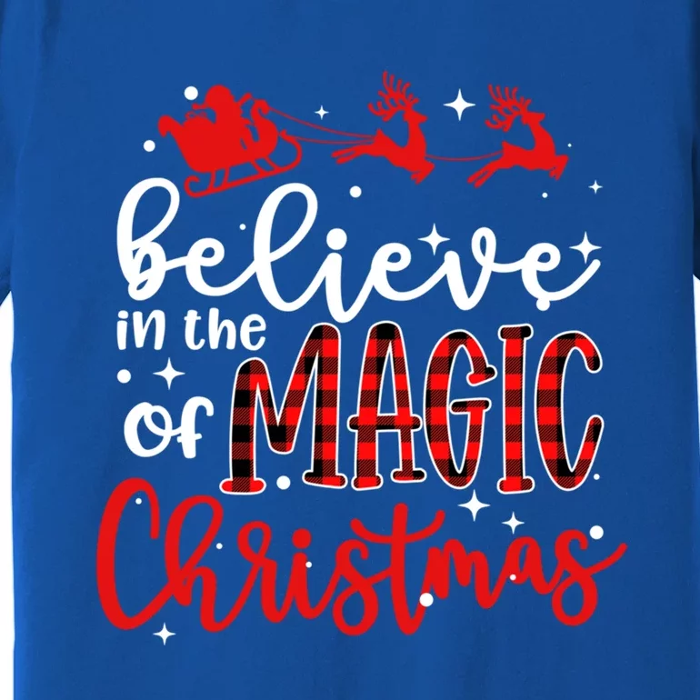 Believe In The Magic Of Christmas Buffalo Plaid Xmas Holiday Gift Premium T-Shirt