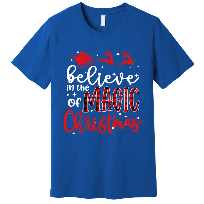 Believe In The Magic Of Christmas Buffalo Plaid Xmas Holiday Gift Premium T-Shirt