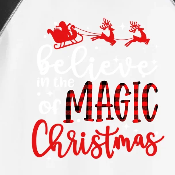 Believe In The Magic Of Christmas Buffalo Plaid Xmas Holiday Gift Toddler Fine Jersey T-Shirt