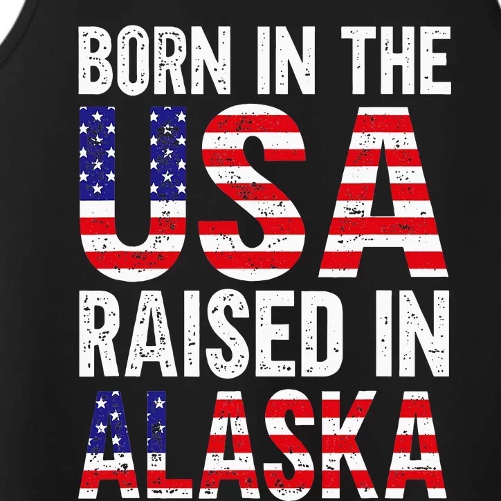 Born In The Usa Raised In Alaska Performance Tank