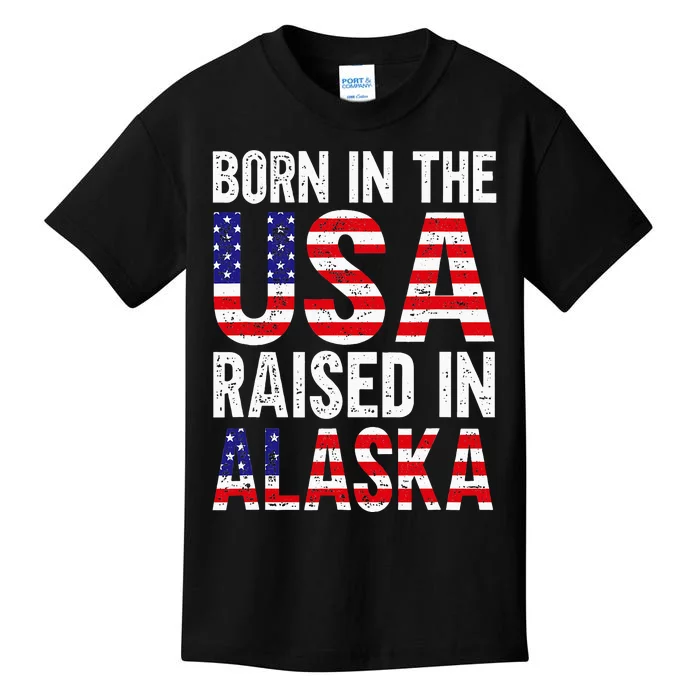 Born In The Usa Raised In Alaska Kids T-Shirt