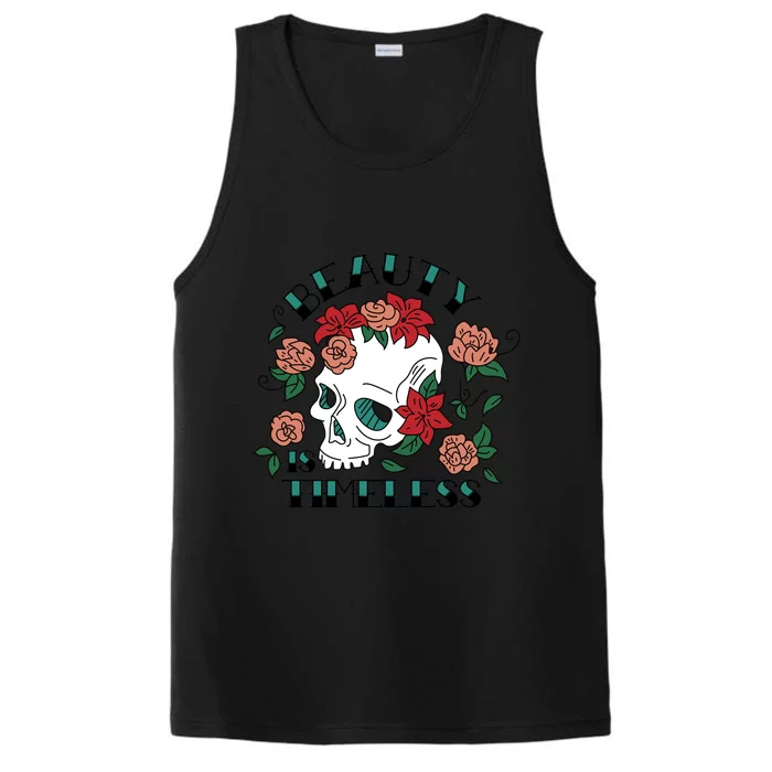 Beauty Is Timeless Skull Floral Performance Tank