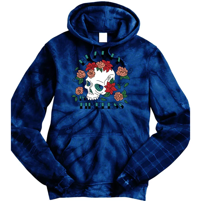 Beauty Is Timeless Skull Floral Tie Dye Hoodie