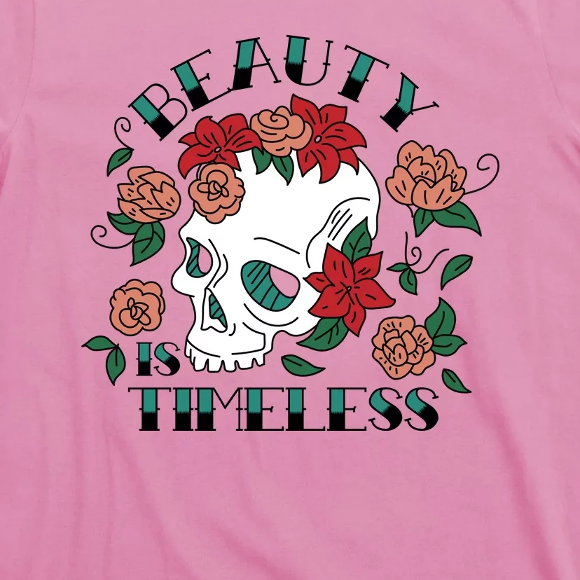 Beauty Is Timeless Skull Floral T-Shirt