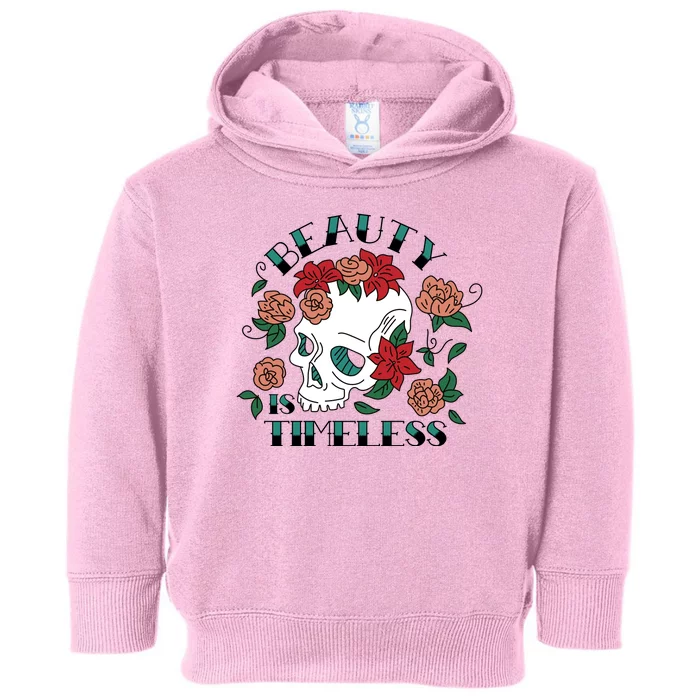 Beauty Is Timeless Skull Floral Toddler Hoodie