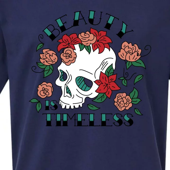 Beauty Is Timeless Skull Floral Sueded Cloud Jersey T-Shirt