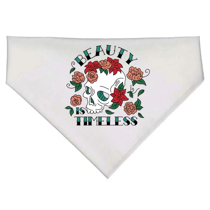 Beauty Is Timeless Skull Floral USA-Made Doggie Bandana