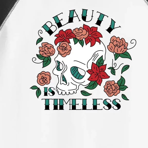 Beauty Is Timeless Skull Floral Toddler Fine Jersey T-Shirt