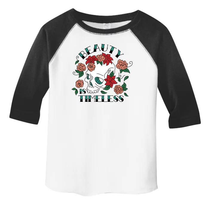 Beauty Is Timeless Skull Floral Toddler Fine Jersey T-Shirt