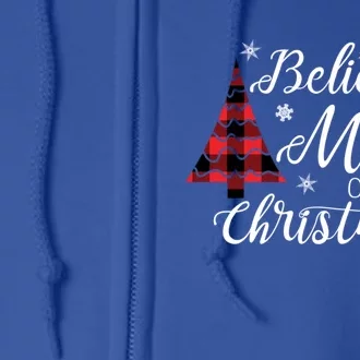 Believe In The Magic Of Christmas Tree In Red Buffalo Plaid Gift Full Zip Hoodie