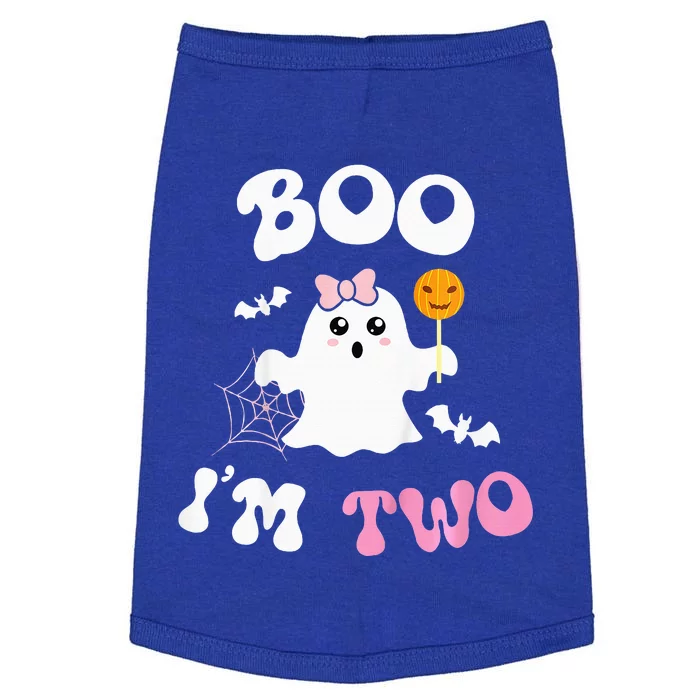 Boo Im Two Ghost Second 2nd Birthday Groovy Halloween Doggie Tank