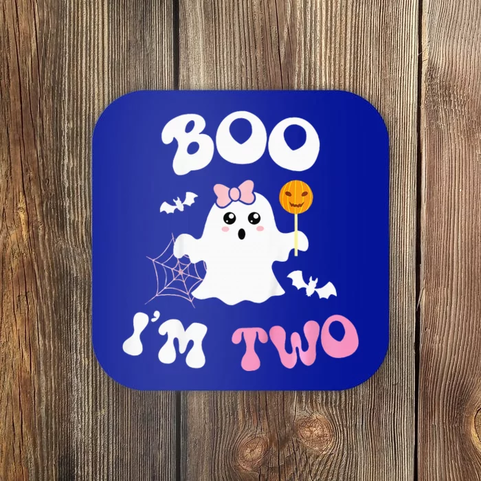 Boo Im Two Ghost Second 2nd Birthday Groovy Halloween Coaster