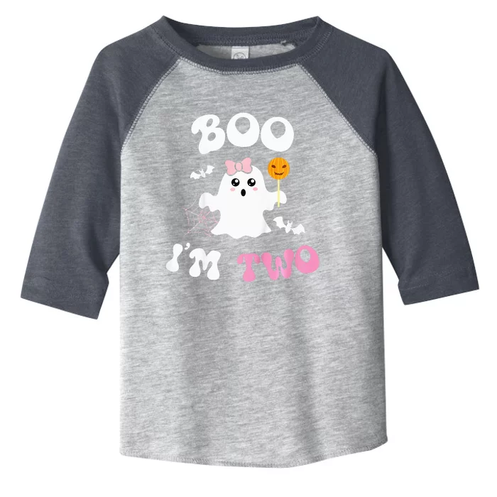 Boo Im Two Ghost Second 2nd Birthday Groovy Halloween Toddler Fine Jersey T-Shirt