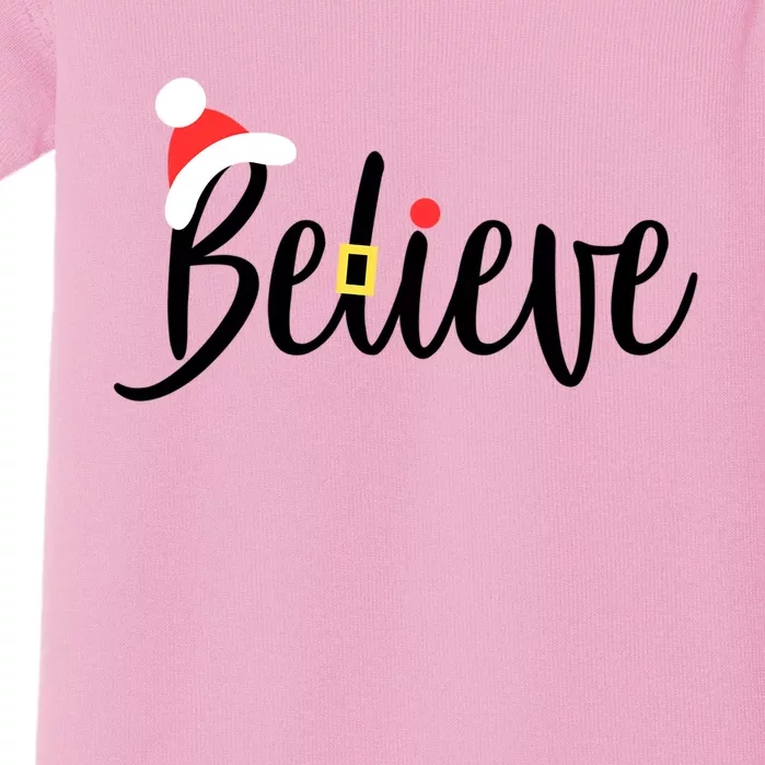 Believe In The Magic Of Christmas Cute Santa Hat Buckle Gift Baby Bodysuit