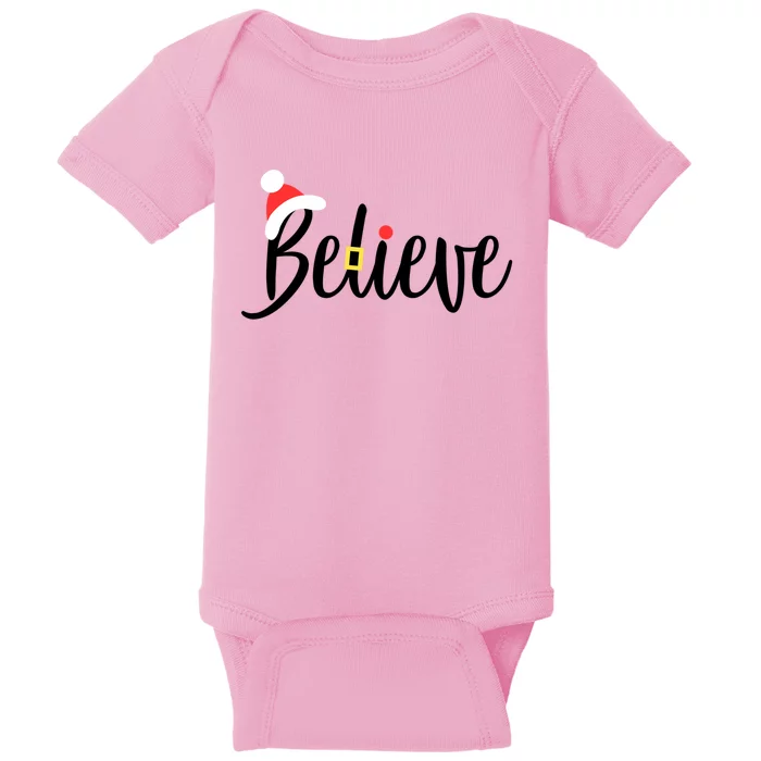 Believe In The Magic Of Christmas Cute Santa Hat Buckle Gift Baby Bodysuit