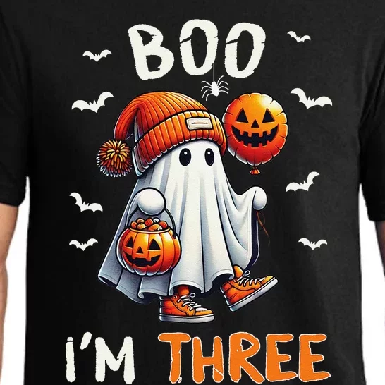 Boo IM Three Ghost 3rd Birthday Halloween Groovy Gift Pajama Set