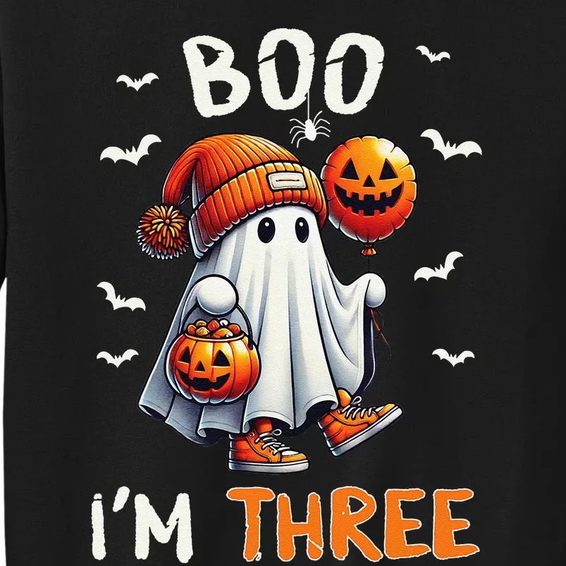 Boo IM Three Ghost 3rd Birthday Halloween Groovy Gift Tall Sweatshirt