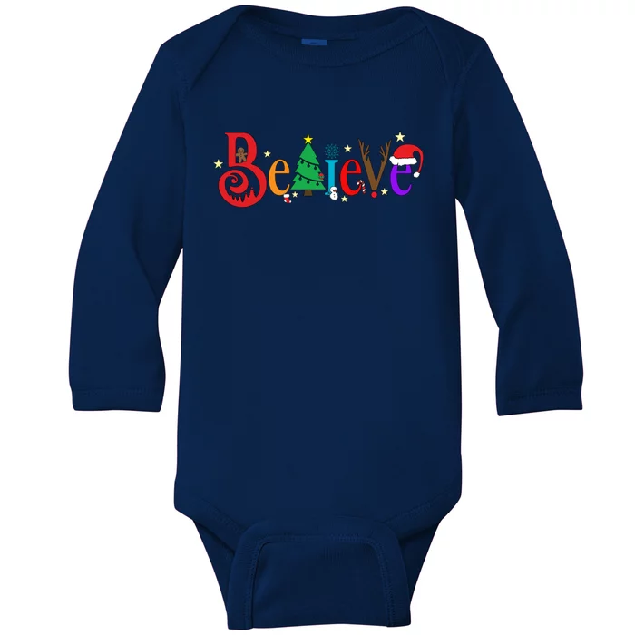 Believe In The Magic Of Christmas / Jolly Santa Clause Gift Baby Long Sleeve Bodysuit