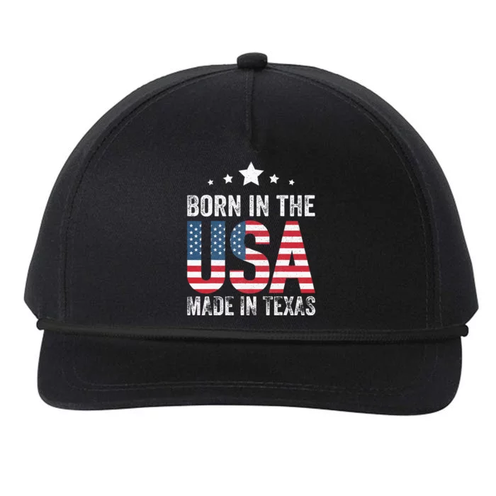 Born In The Usa Made And Raised In Texas Tx Snapback Five-Panel Rope Hat