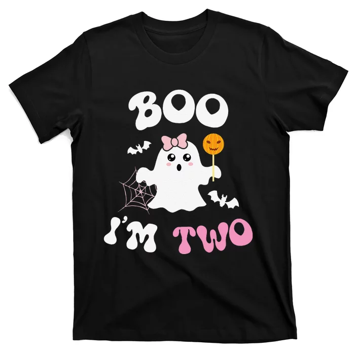 Boo IM Two Ghost Second 2nd Birthday Groovy Halloween T-Shirt