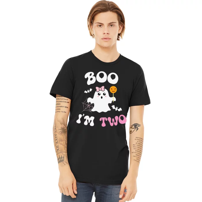 Boo IM Two Ghost Second 2nd Birthday Groovy Halloween Premium T-Shirt