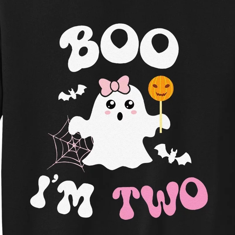 Boo IM Two Ghost Second 2nd Birthday Groovy Halloween Tall Sweatshirt