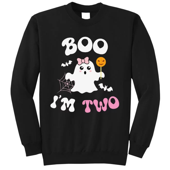 Boo IM Two Ghost Second 2nd Birthday Groovy Halloween Tall Sweatshirt