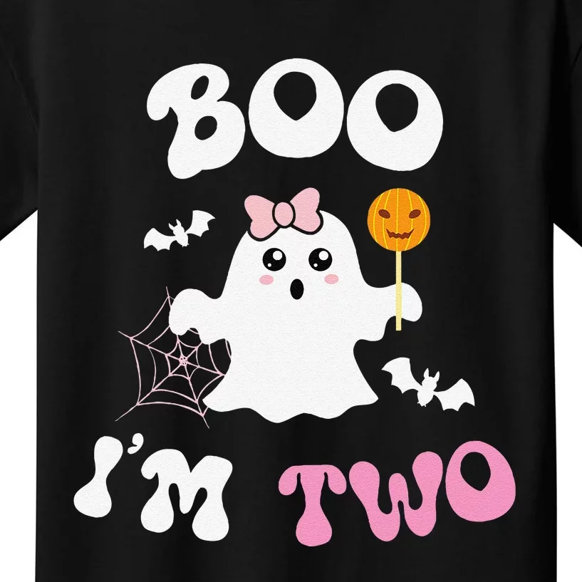 Boo IM Two Ghost Second 2nd Birthday Groovy Halloween Kids T-Shirt