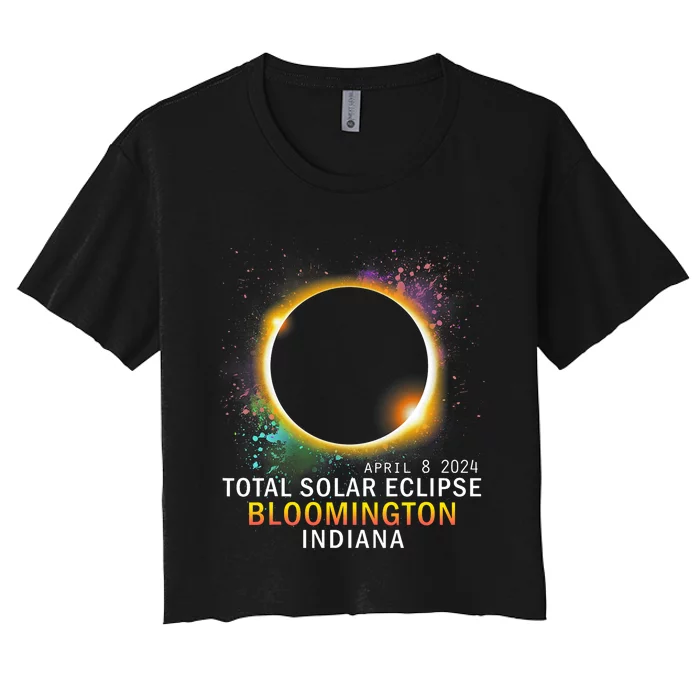 Bloomington Indiana Total Solar Eclipse April 8 2024 Women's Crop Top Tee