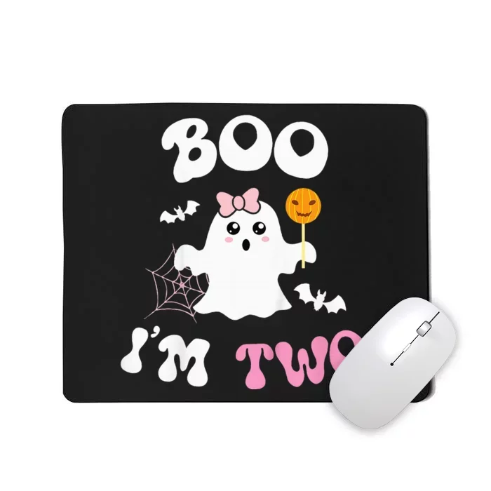 Boo Im Two Ghost Second 2nd Birthday Groovy Halloween Mousepad