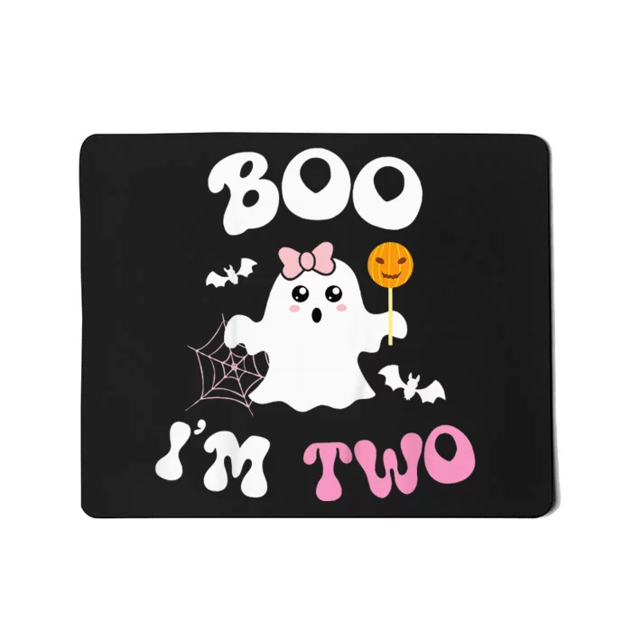 Boo Im Two Ghost Second 2nd Birthday Groovy Halloween Mousepad