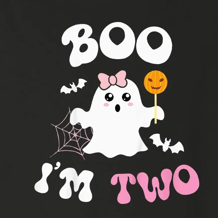 Boo Im Two Ghost Second 2nd Birthday Groovy Halloween Toddler Long Sleeve Shirt