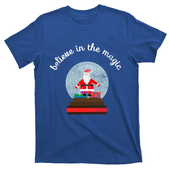 Believe In The Magic Christmas Santa Snow Globe Gift T-Shirt