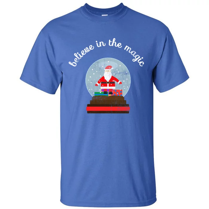 Believe In The Magic Christmas Santa Snow Globe Gift Tall T-Shirt