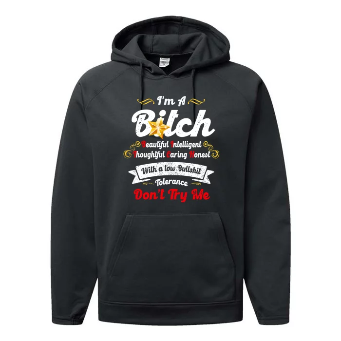 Beautiful Intelligent Thoughtful Caring Honest Performance Fleece Hoodie