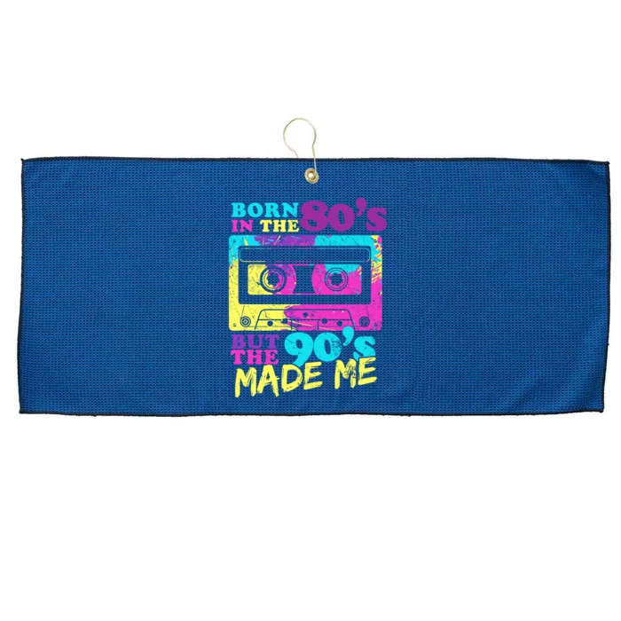 Born In The 80s But 90s Made Me Vintage Cassette Large Microfiber Waffle Golf Towel