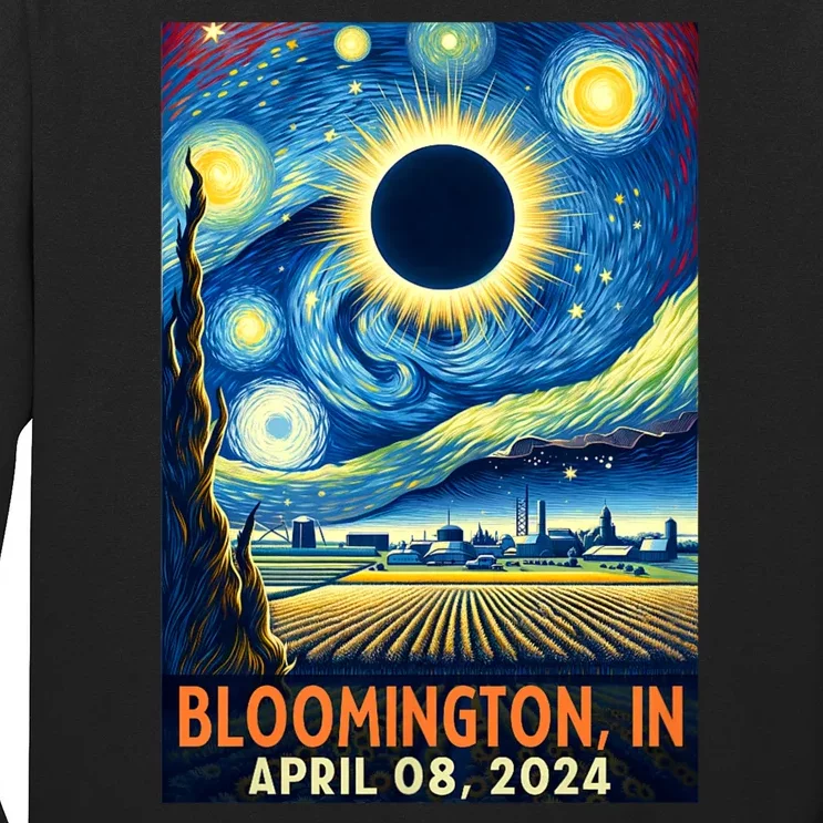 Bloomington Indiana Total Solar Eclipse 2024 Starry Night Long Sleeve Shirt