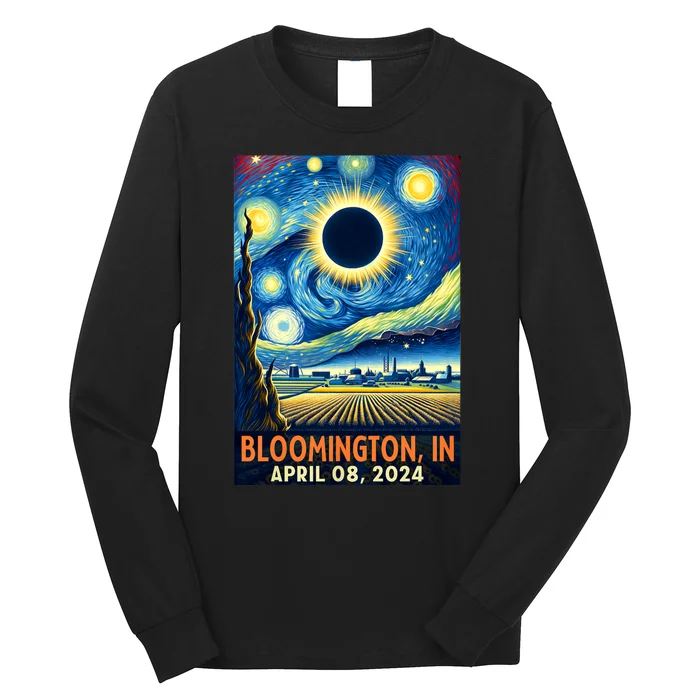 Bloomington Indiana Total Solar Eclipse 2024 Starry Night Long Sleeve Shirt