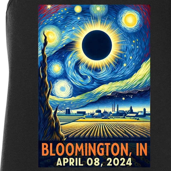 Bloomington Indiana Total Solar Eclipse 2024 Starry Night Women's Racerback Tank