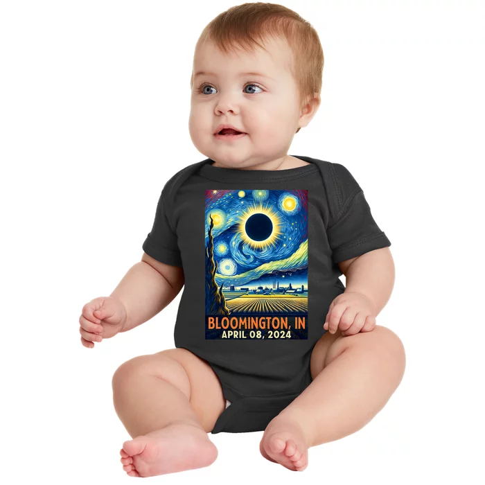 Bloomington Indiana Total Solar Eclipse 2024 Starry Night Baby Bodysuit