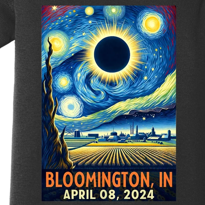 Bloomington Indiana Total Solar Eclipse 2024 Starry Night Baby Bodysuit