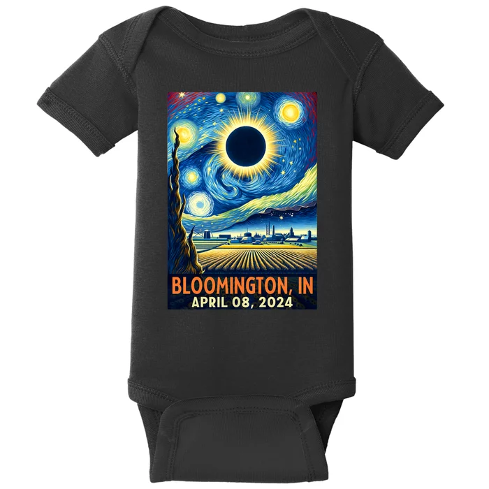 Bloomington Indiana Total Solar Eclipse 2024 Starry Night Baby Bodysuit