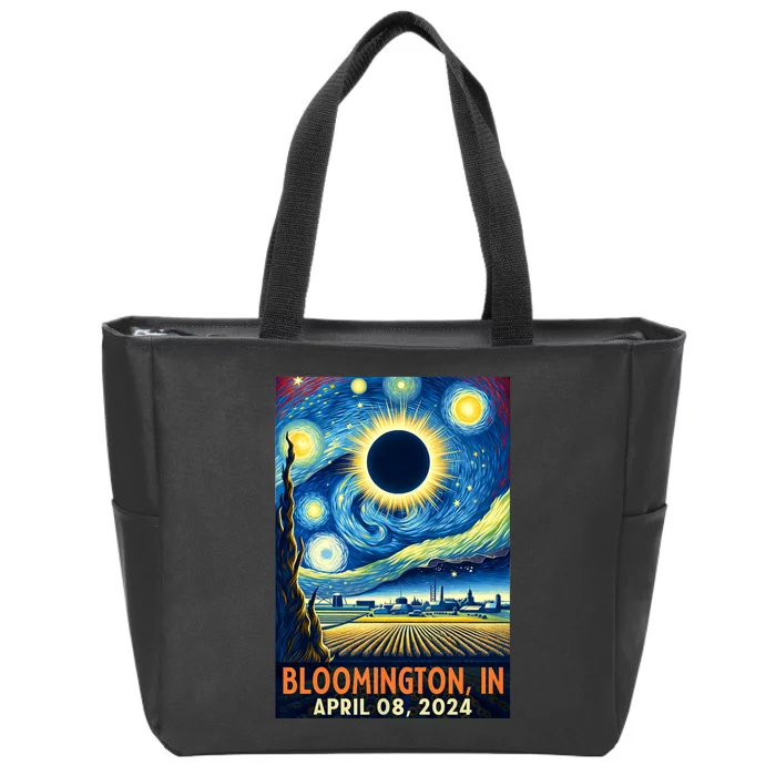 Bloomington Indiana Total Solar Eclipse 2024 Starry Night Zip Tote Bag